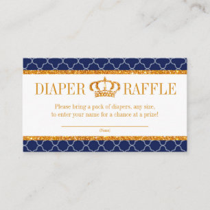 Carte D'accompagnement Petit Prince Royal Navy Blue & Gold Diaper Raffle