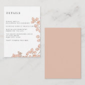 Carte D'accompagnement Petit rose feuille MARIAGE Hôtel Hébergement (Devant / Derrière)