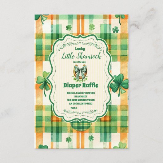 Carte D'accompagnement Petit Shamrock vert Lucky Diapper Raffle (Devant)
