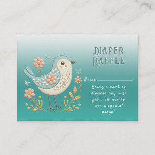 Carte D'accompagnement Petite Broderie Florale d'oiseaux Baby shower vert