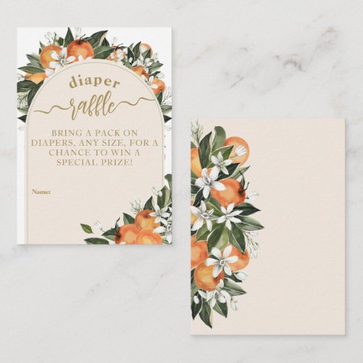 Carte D'accompagnement Petite cutie Orange grenery boho diaper raffle (Devant / Derrière)