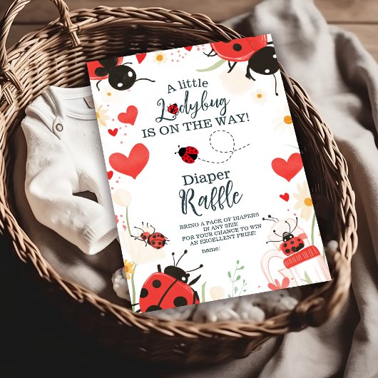 Carte D'accompagnement Petite fille de Ladybug Baby shower Diapper Raffle