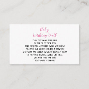 Carte D'accompagnement Petite fille rose désirant bien Baby shower Mini C