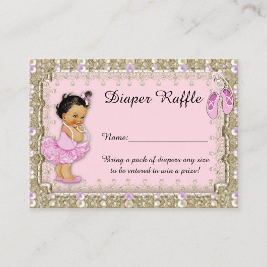 Carte D'accompagnement Petite Princesse Diaper Raffle Billets, balerina (Devant)