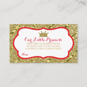 Carte D'accompagnement Petite Princesse Diaper Raffle Billets Faux Partie