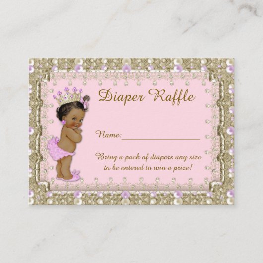 Carte D'accompagnement Petite Princesse Diaper Raffle Billets, rose (Devant)