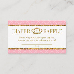 Carte D'accompagnement Petite princesse Royal rose et doré Déchets Raffle
