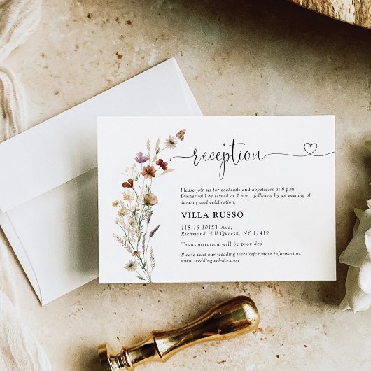 Carte D'accompagnement Petite Réception De Mariage Fleur sauvage