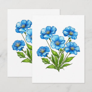 Carte D'accompagnement Petites Fleurs Bleues