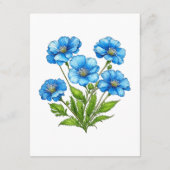 Carte D'accompagnement Petites Fleurs Bleues (Dos)