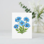 Carte D'accompagnement Petites Fleurs Bleues (Debout devant)