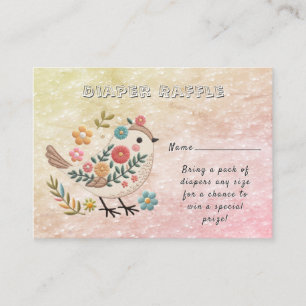 Carte D'accompagnement Petites fleurs Feuilles d'oiseaux Baby shower rose