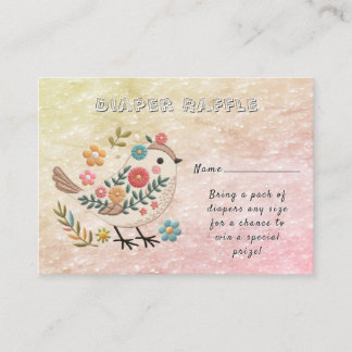 Carte D'accompagnement Petites fleurs Feuilles d'oiseaux Baby shower rose