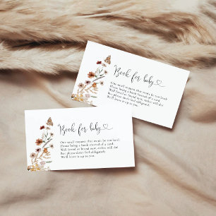 Carte D'accompagnement Petits Baby showers Fleurs sauvages Livres Pour Bé