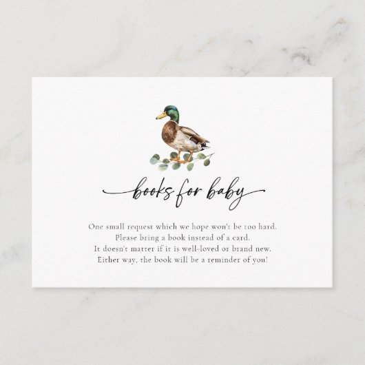Carte D'accompagnement Petits canards Baby shower de canard Demande de ré (Devant)