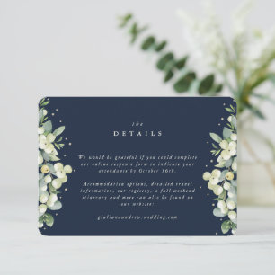 Carte D'accompagnement Petits détails de mariage Navy Snowberry + Eucalyp
