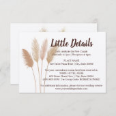 Carte D'accompagnement Petits détails mariage Pampas Grasse (Devant / Derrière)