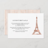 Carte D'accompagnement Petits groupes roses d'invité de mariage de Tour (Devant / Derrière)