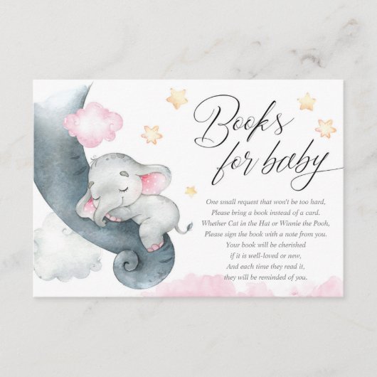 Carte D'accompagnement Petits livres de baby shower pour bébé éléphant fi (Devant)