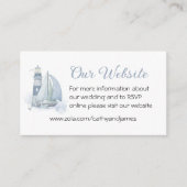 Carte D'accompagnement Phare Voilier Bleu Mariage nautique (Devant)