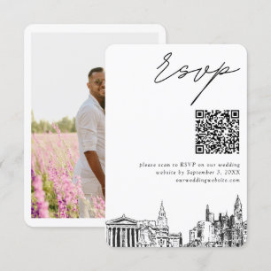 Carte D'accompagnement Philadelphie Mariage moderne RSVP QR Code