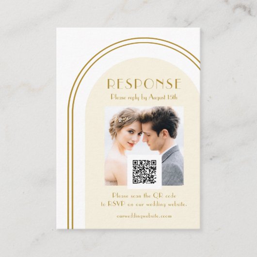 Carte D'accompagnement Photo Arch mariage Rsvp avec code QR (Devant)