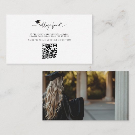Carte D'accompagnement Photo College Fund QR Code Graduation Insertion (Devant / Derrière)