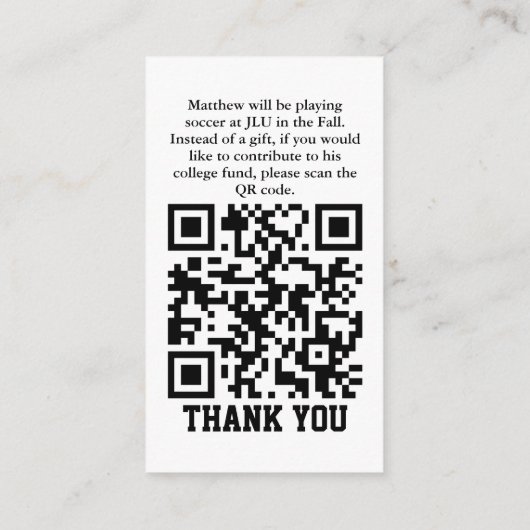 Carte D'accompagnement Photo College Fund QR Code Graduation Insertion (Dos)