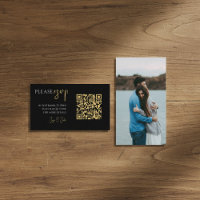 Photo complet, code QR or noir RSVP mariage