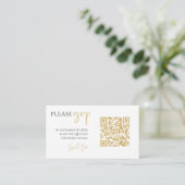 Carte D'accompagnement Photo complète, code QR or mariage blanc RSVP (Debout devant)