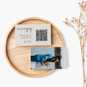 Carte D'accompagnement Photo complète et code QR pour RSVP de mariages