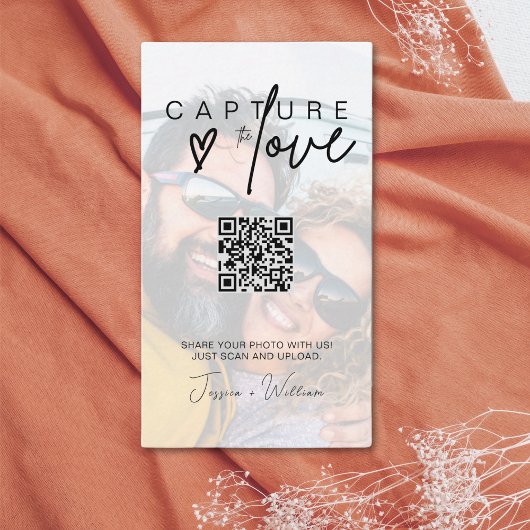 Carte D'accompagnement Photo de mariage moderne Capturer l'amour Code Qr