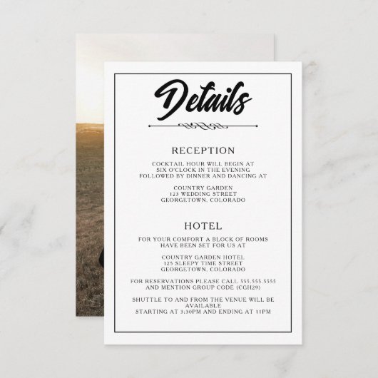 Carte D'accompagnement Photo décontractée (Devant / Derrière)