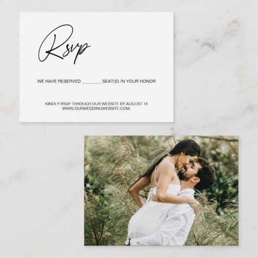 Carte D'accompagnement Photo du siège réservé noir blanc site web de mari (Devant / Derrière)