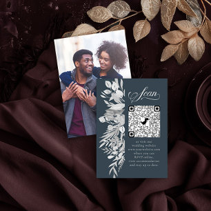 Carte D'accompagnement Photo en ligne RSVP QR Code Burgundy Grey Botaniqu
