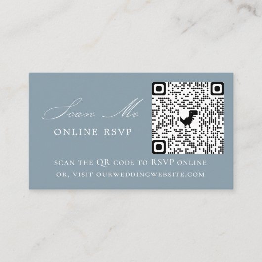 Carte D'accompagnement Photo en ligne RSVP QR Code Dusty Mariage bleu (Devant)