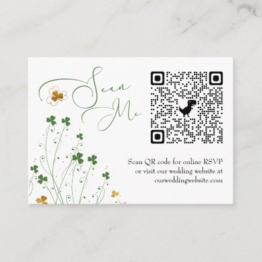 Carte D'accompagnement Photo en ligne RSVP QR Code Shamrock Fleur sauvage (Devant)