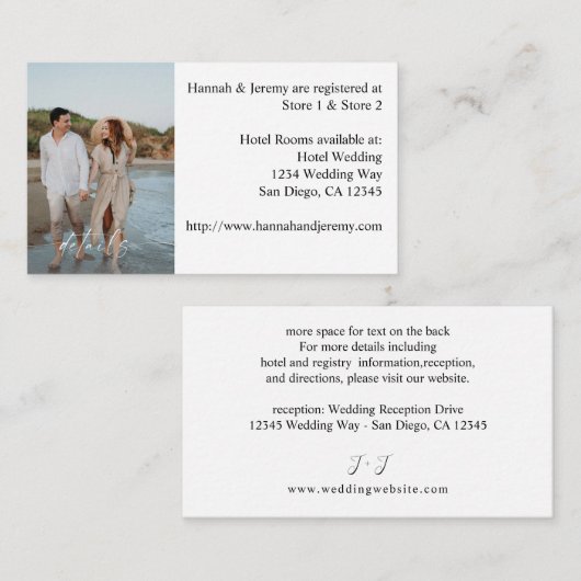 Carte D'accompagnement Photo et calligraphie 3 Mod Vertical SM  (Devant / Derrière)