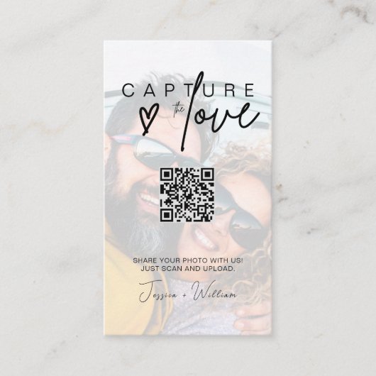 Carte D'accompagnement Photo Mariage moderne Capture l'amour Qr Code (Devant)