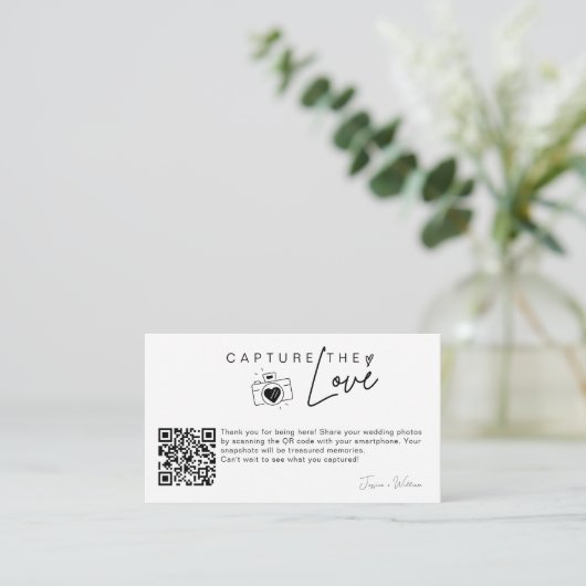 Carte D'accompagnement Photo Mariage moderne Capture l'amour Qr Code (Debout devant)