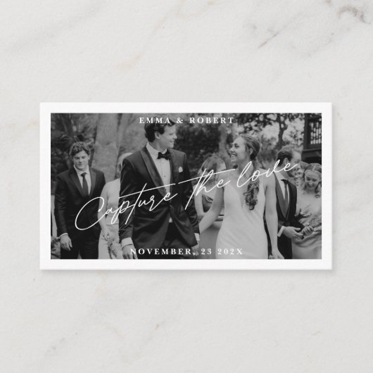 Carte D'accompagnement Photo Mariage moderne Capture Le code QR d'amour (Devant)