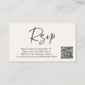 Carte D'accompagnement Photo moderne QR Code Cream Wedding RSVP (Devant)