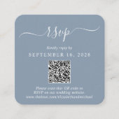 Carte D'accompagnement Photo moderne QR Code Dusty Blue Wedding RSVP (Devant)