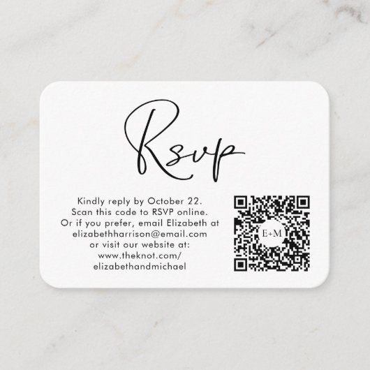 Carte D'accompagnement Photo moderne QR Code Mariage RSVP (Devant)