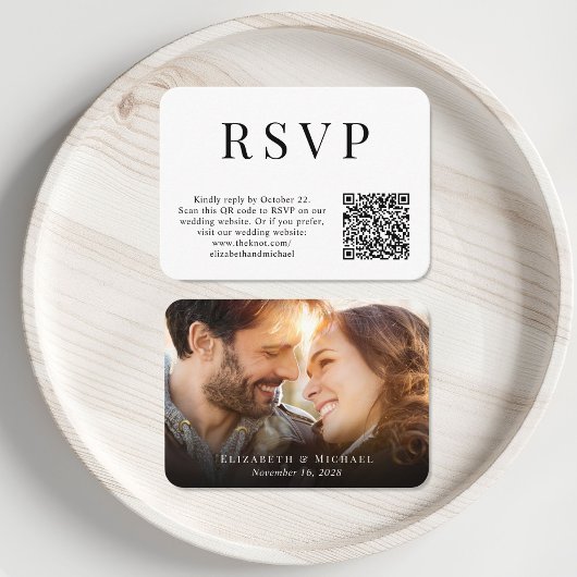 Carte D'accompagnement Photo moderne QR Code Mariage RSVP