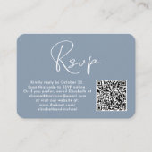 Carte D'accompagnement Photo moderne QR Code Mariage RSVP Dusty Blue (Devant)