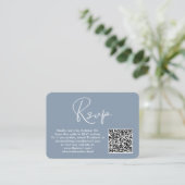 Carte D'accompagnement Photo moderne QR Code Mariage RSVP Dusty Blue (Debout devant)