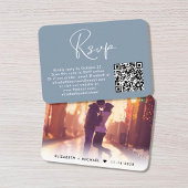 Carte D'accompagnement Photo moderne QR Code Mariage RSVP Dusty Blue