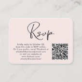Carte D'accompagnement Photo moderne QR Code Mariage RSVP rose (Devant)