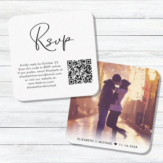 Carte D'accompagnement Photo moderne RSVP QR Code Mariage